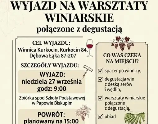 Warsztaty winiarskie w Winnicy Kurkocin – LOWE Papowo Biskupie zaprasza mieszkańców