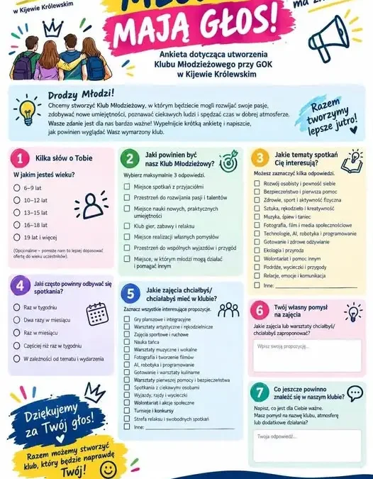 Młodzież z gminy Kijewo Królewskie decyduje o kształcie Klubu Młodzieżowego