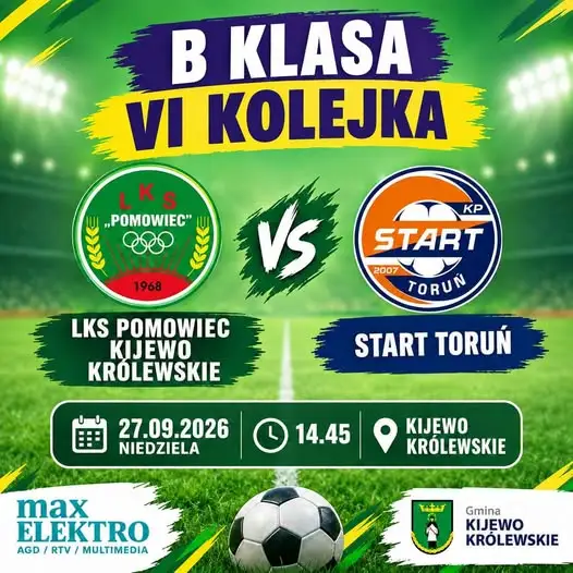 Zmiana godziny meczu LKS Pomowiec Kijewo – Start. Spotkanie o 14:45