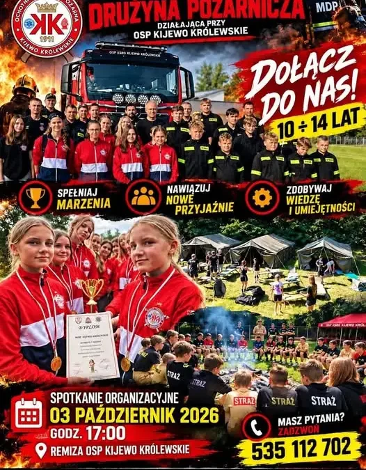 Młodzieżowa Drużyna Pożarnicza w Kijewie Królewskim zaprasza na spotkanie organizacyjne