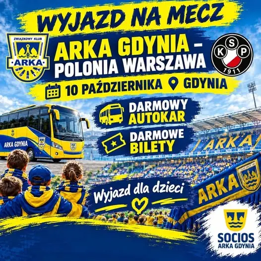 Wspólny wyjazd na mecz Arki Gdynia – zaproszenie dla dzieci i młodzieży