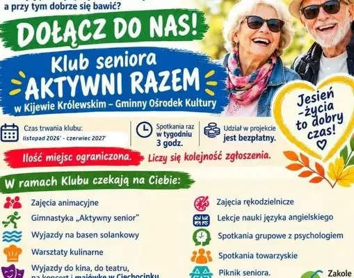 Klub Seniora „AKTYWNI RAZEM” w Kijewie Królewskim – zapisy od 8 października