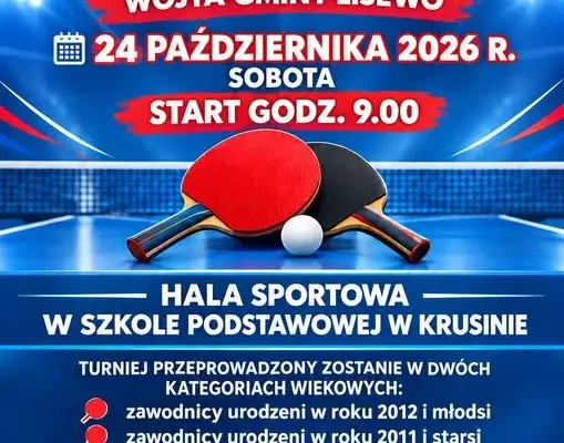 Turniej tenisa stołowego o Puchar Wójta Gminy Lisewo – zapisy do 19 października