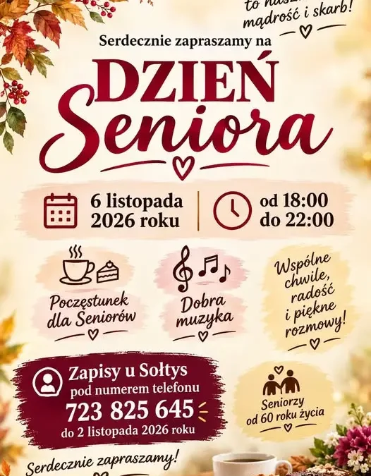 Dzień Seniora w Lisewie – zapisy do 2 listopada