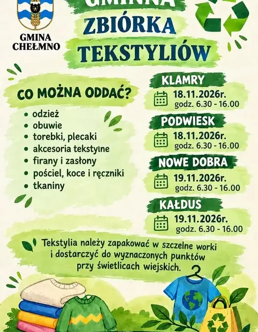 Gmina Chełmno: selektywna zbiórka tekstyliów już w listopadzie