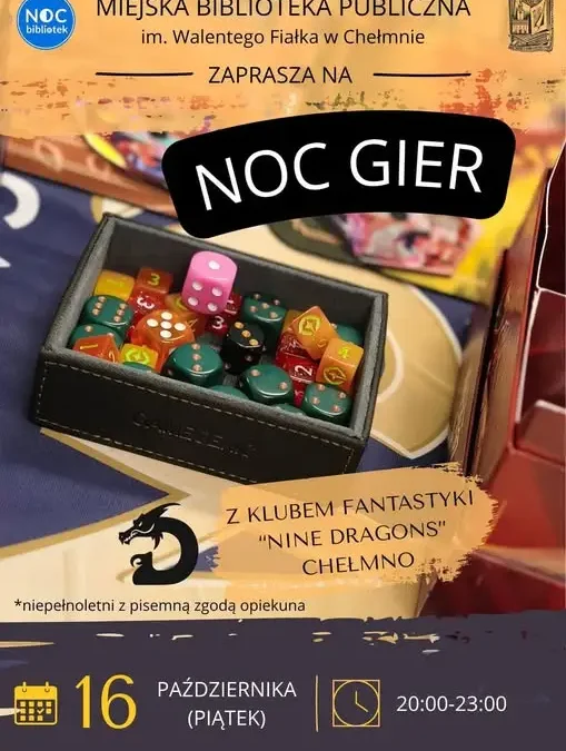 Noc Gier w Chełmnie – planszówki i fantastyka w bibliotece