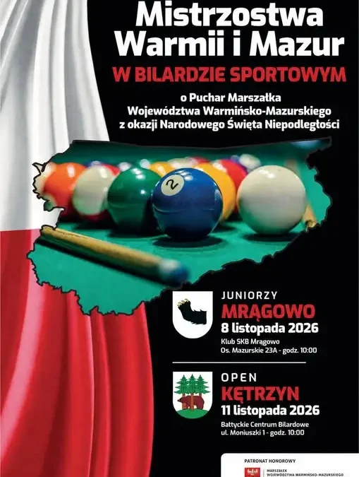 Bilardowe Mistrzostwa Warmii i Mazur z okazji Święta Niepodległości
