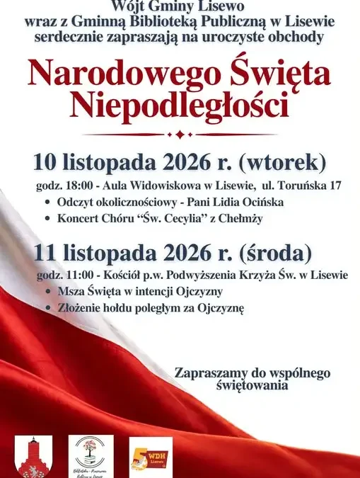 Gmina Lisewo zaprasza na obchody Narodowego Święta Niepodległości