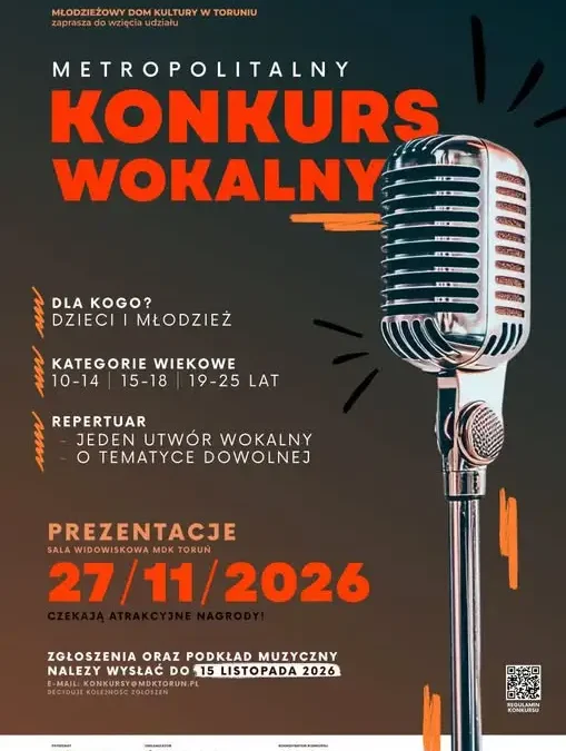 Metropolitalny Konkurs Wokalny w Toruniu – zgłoszenia do 15 listopada